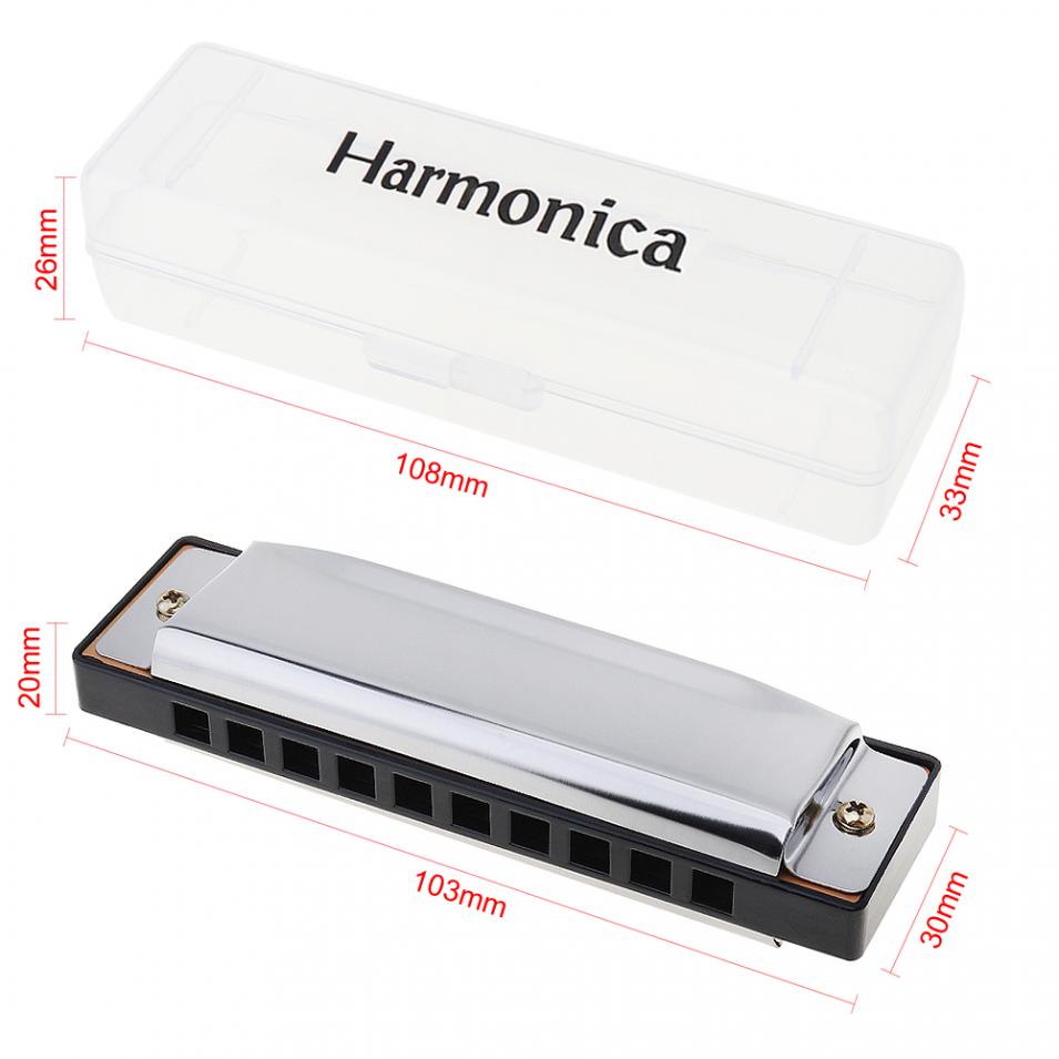 instrumento Musical de armónica Blues de 10 agujeros órgano de boca de acero inoxidable para de niños