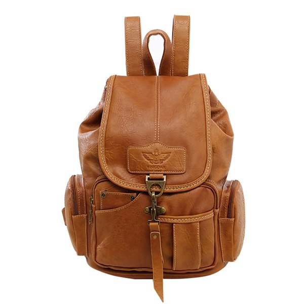 Vrouwen Rugzak Vintage Rugzakken Voor Tienermeisjes Mode Travel Pack Tassen Pu Lederen Rugzak Donkerbruin: Light Brown