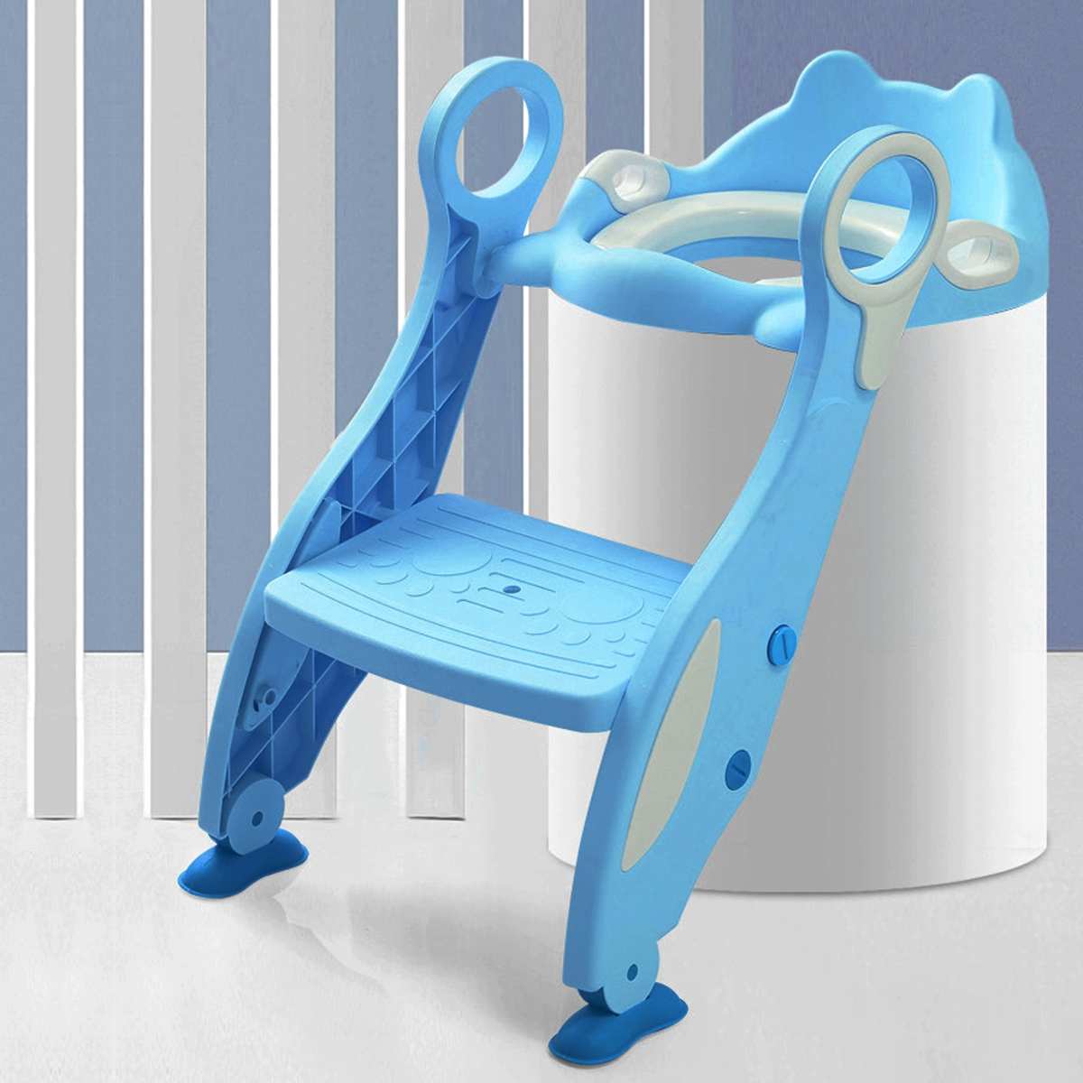 Spædbørn toilet stige børn toilet ring tilbehør trin stige folde baby toilet potte træningssæder potter til børn: Blå