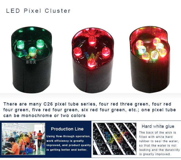 26mm fabrikspris rødgrøn ledet pixelklynge til pileborde trafiklysdele