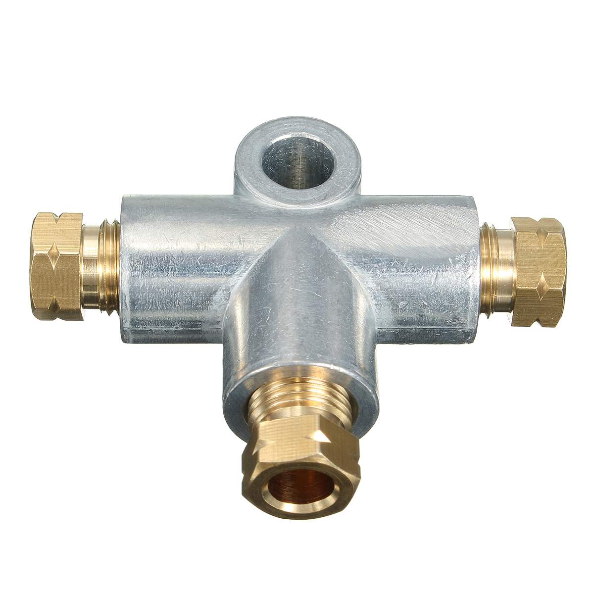 3- vägs t-delat t-bromsrör med 3 m10 hanmuttrar korta metriska koppar 3/16 10mm tums fördelare reservdelar silver