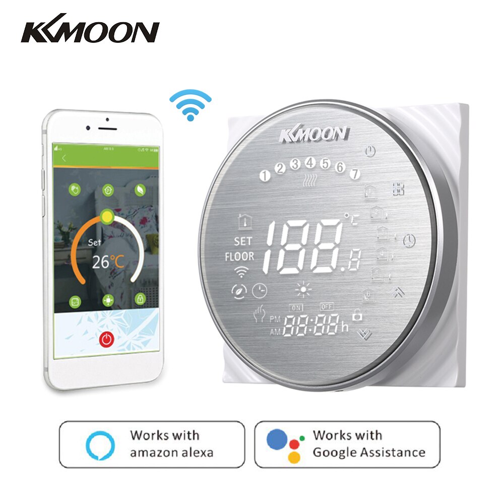 Kkmoon termostater digital gulvtermostat til elvarmesystem gulvluftsensor wifi stemmetemperaturregulator