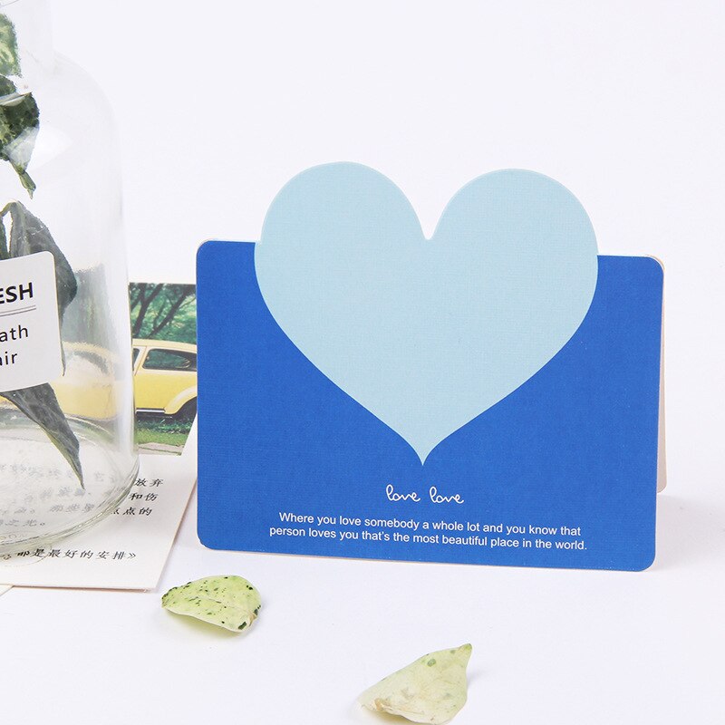 50 stk / taske blandet farve kærlighed hjerteform lykønskningskort valentinsdagskort bryllupsinvitationer kort romantisk takkort: Blå blå