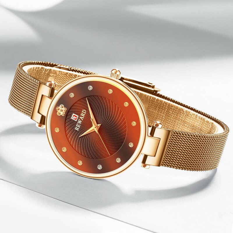 Belønning ur kvinder multifarve spejl ure quartz ure dame rustfrit stål vandtæt armbåndsur simpelt pige ur