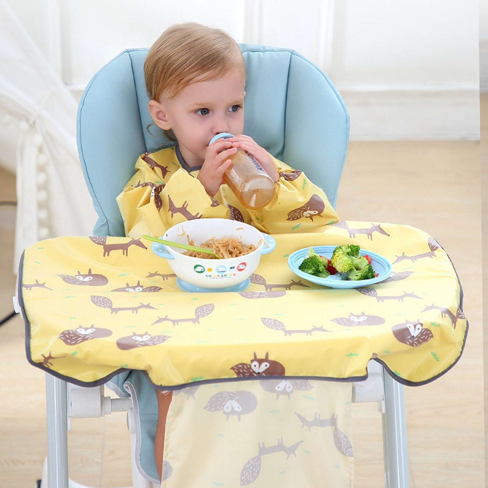 Baby Lange Mouwen Bib Set Te Reinigen Te Droog Waterdichte Lichtgewicht Met Verstelbare Gesp Een Stuk Baby bib Overall: C