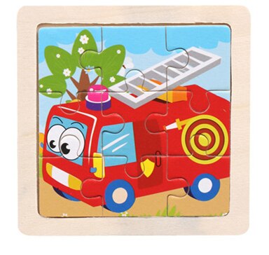 Mini Size 11*11CM Kids Toy Wood Puzzle Wooden 3D Puzzle Jigsaw for Children Baby Cartoon Animal/Traffic Puzzles Educational Toy: Deep Blue