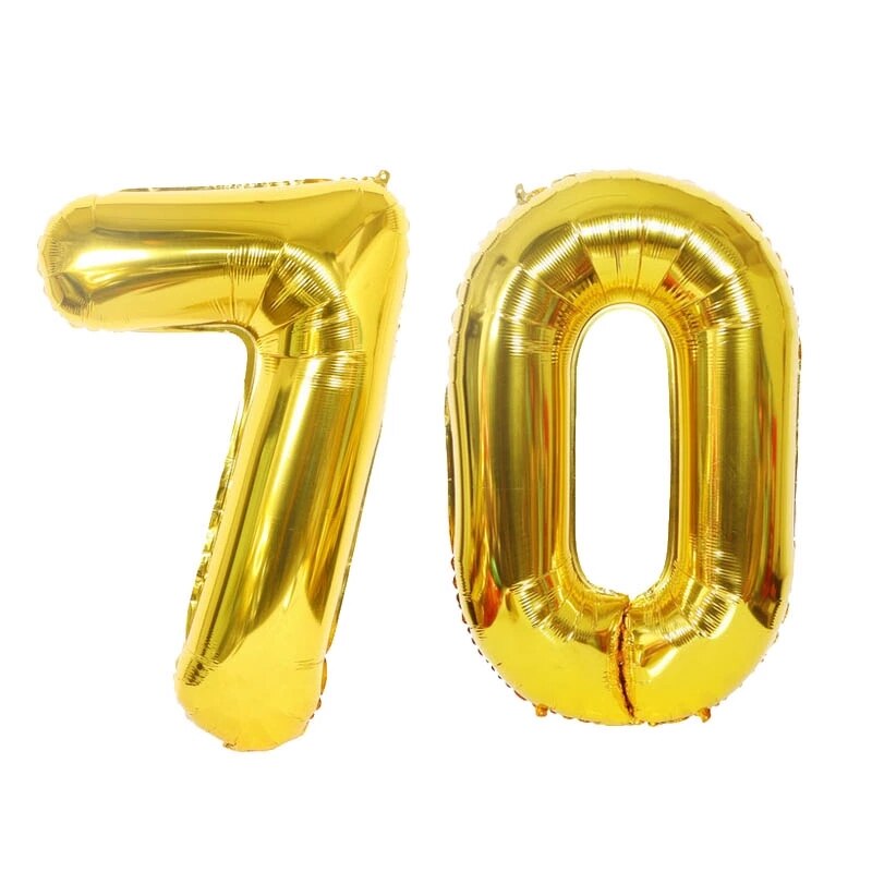 2pcs 40 inch Rose Gold Number 70 Foil Balloons Adult 70th Birthday Party Anniversary Digit Helium Balaos Decoration Globos: Gold / 32inch