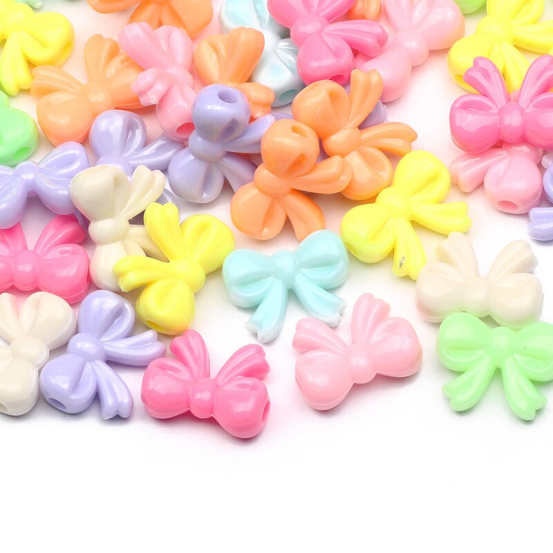 20/40/60 stück 15 x 20mm acrylperlen in bonbonfarben, schleifenform, lose zwischenperlen für schmuckherstellung, handgefertigte armbänder, diy-accessoires