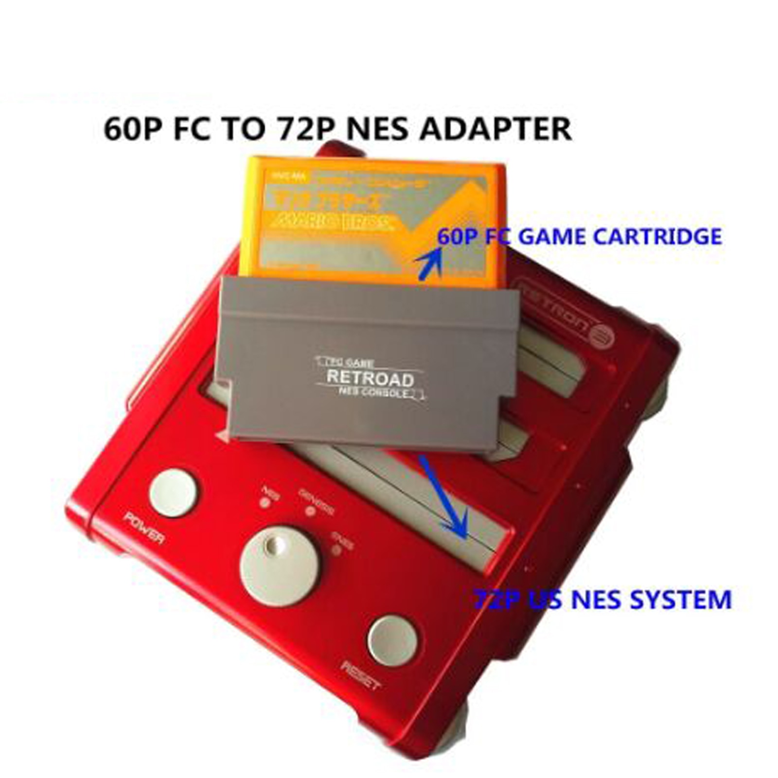 Convertidor de adaptador de 60 pines a 72 pines para sistema de consola NES, para FC a N E S