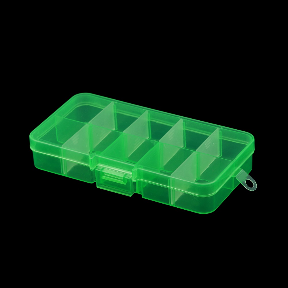 10 Slots Adjustable Clear Plastic Rectangle Storage Box Case Holder Craft Organizer Beads Jewelry Container For Jewelry Storage: Beige