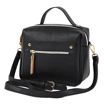 YBYT brand casual PU leather solid women handbags hotsale ladies shopping bga shoulder messenger crossbody bags: Black