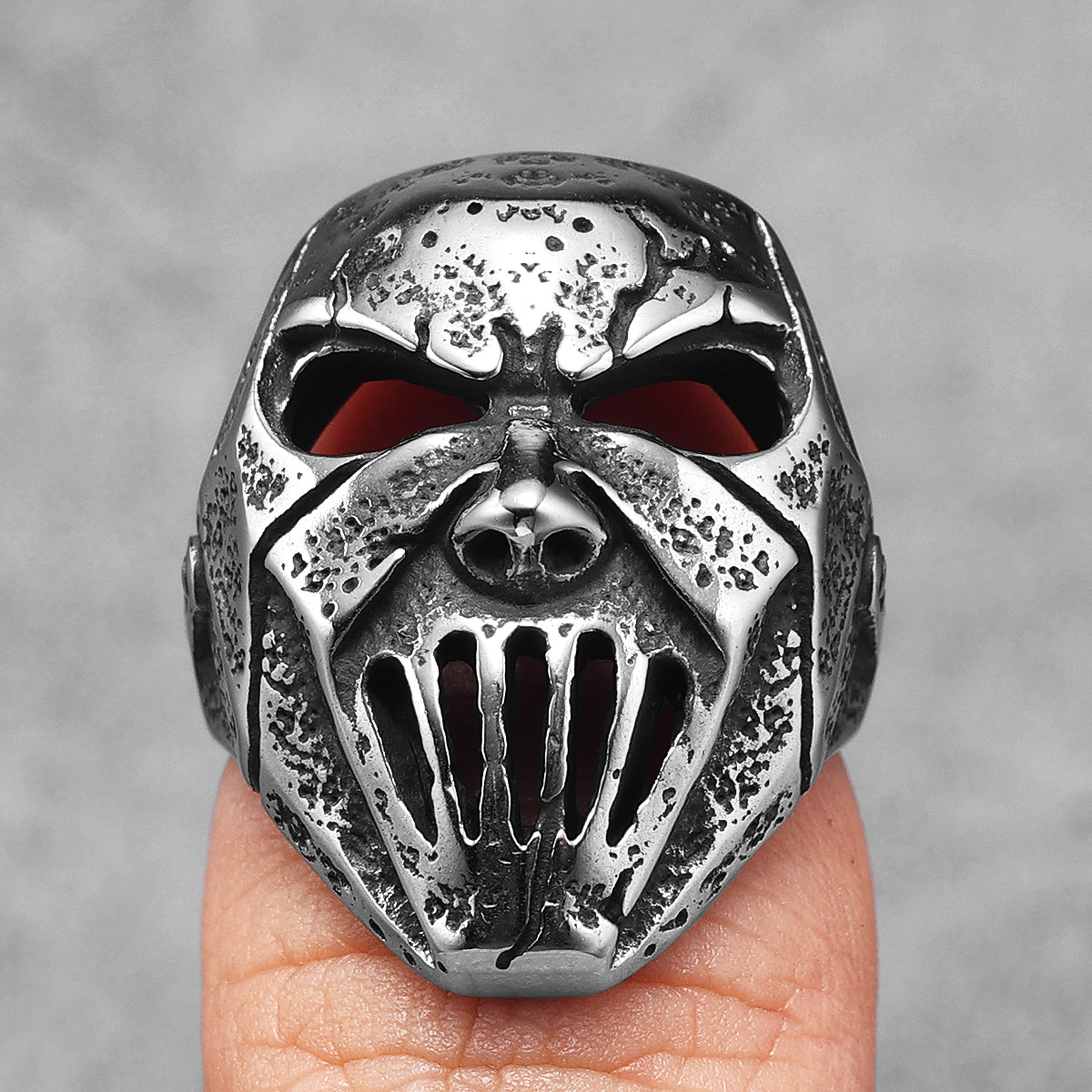 Rock Star masque crâne en acier inoxydable hommes anneaux Punk pour hommes femmes bijoux