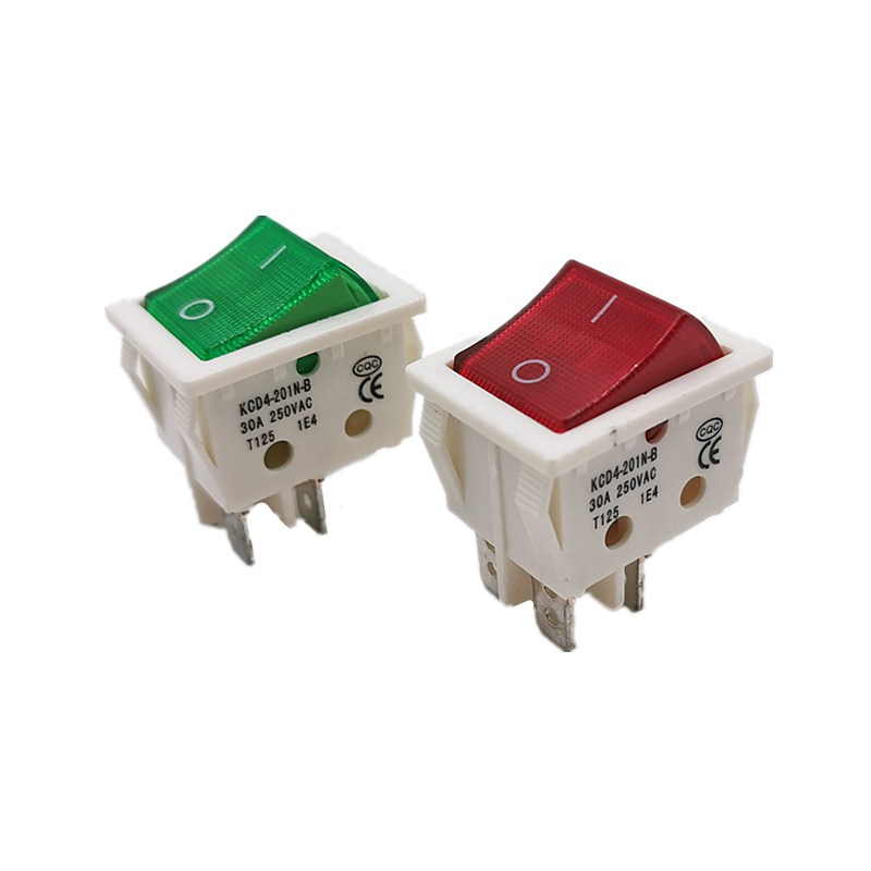 Kcd 4-201n- b elektrisk sveisemaskin strømbryter med rødt lys 30a 250 vac elektrisk stekeovnsvarmebryter 4/6 pinner 2 posisjoner