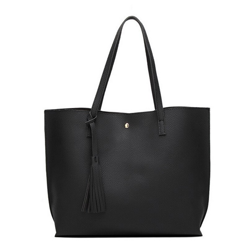 Adiputent frauen Schulter Tasche Griff Tasche assel Leder Weiblichen Große Trage Casual 7 Farben Dame Große Kapazität geldbörse: black