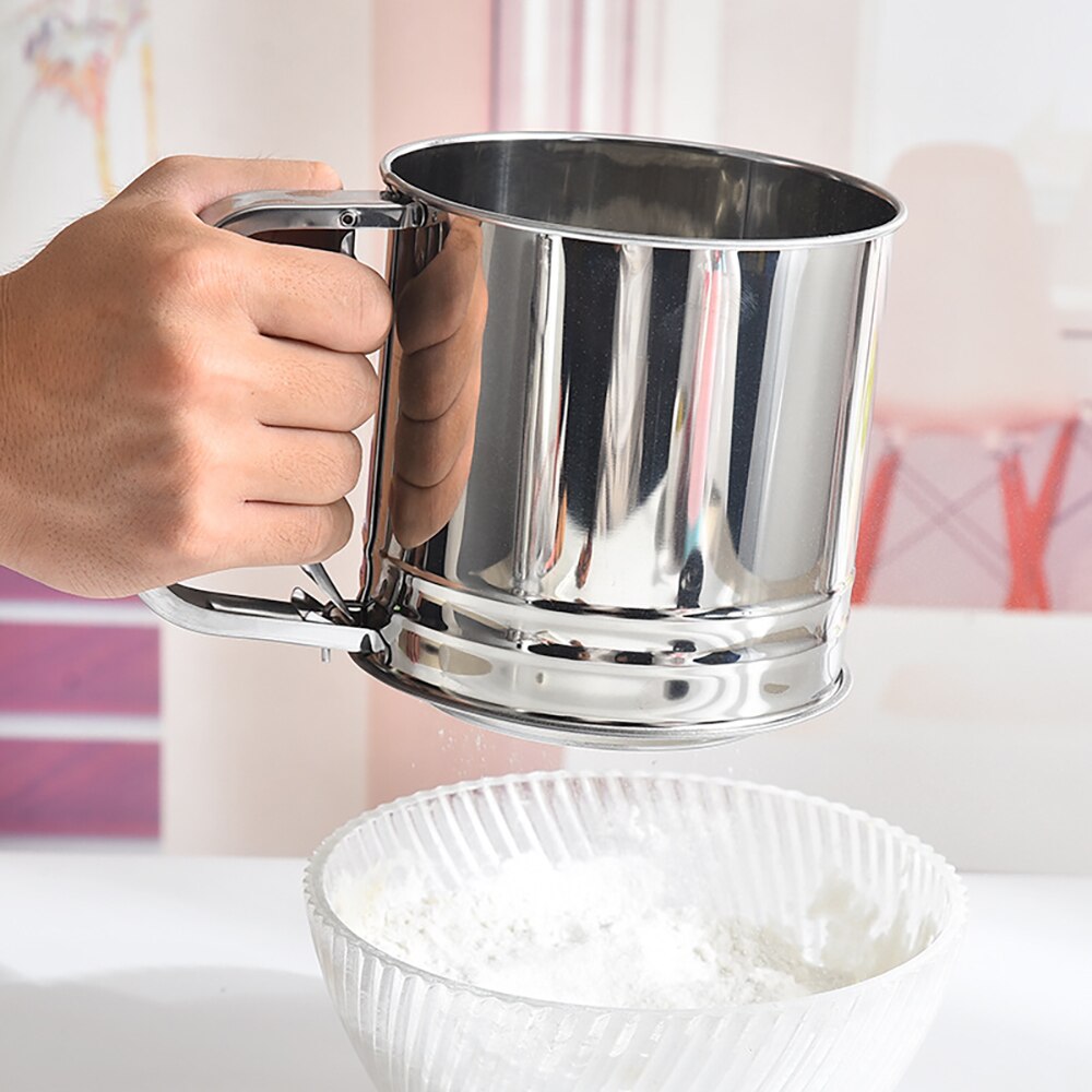 Multi-model Handheld 250ml 500ml 750ml Filter Sieve Baking Tool Stainless Steel 30 Mesh Semi-automatic Flour Sieve Kitchen Tools