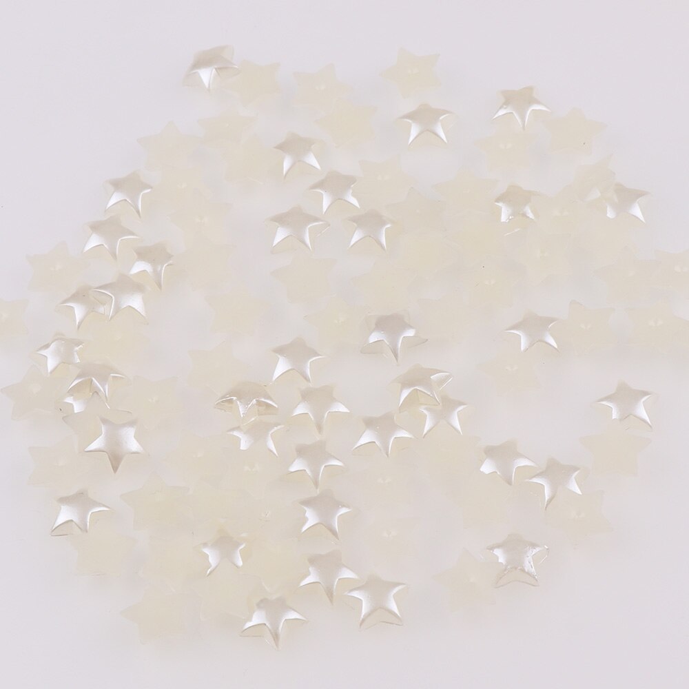 100 stk blandingsfarve 10mm femtakkede stjerne perle håndværk abs plast flatback imiterede perler tilbehør gør-det-selv sytilbehør
