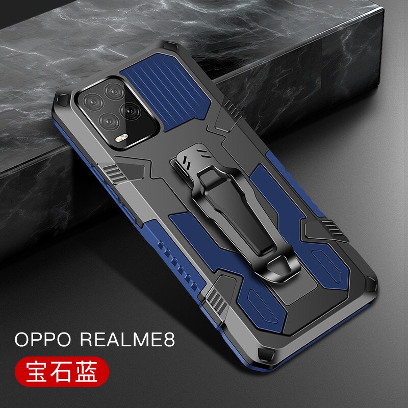 Armor Case For Realme 8 Pro Case Shockproof Belt Clip Holster Cover For OPPO Realme 8 Funda para Realme8 4G Realme 8Pro 6.4&quot;: For Realme 8 Pro / Blue