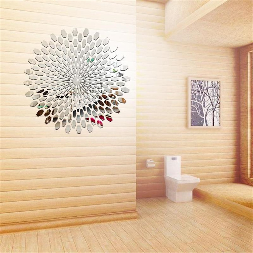 3D Acryl Zon Patroon Spiegel Muursticker Verwijderbare Zelfklevende Goud Zilver Mural Muursticker Sticker Home Decor