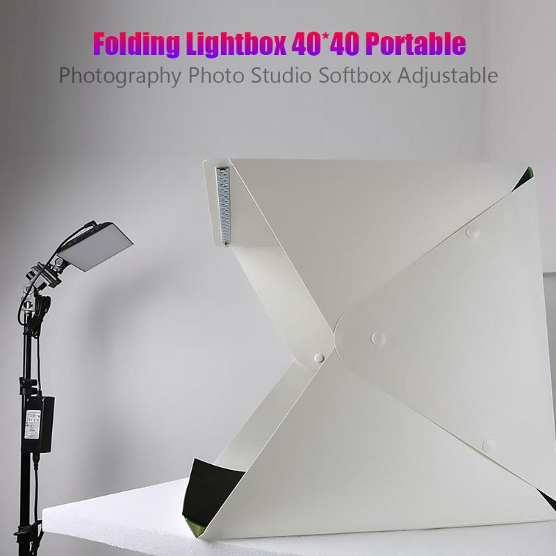 Portatile 40X40 Cm Mini Pieghevole Lightbox Led Luce Fotografia in Studio Softbox Desktop Studio Forniture