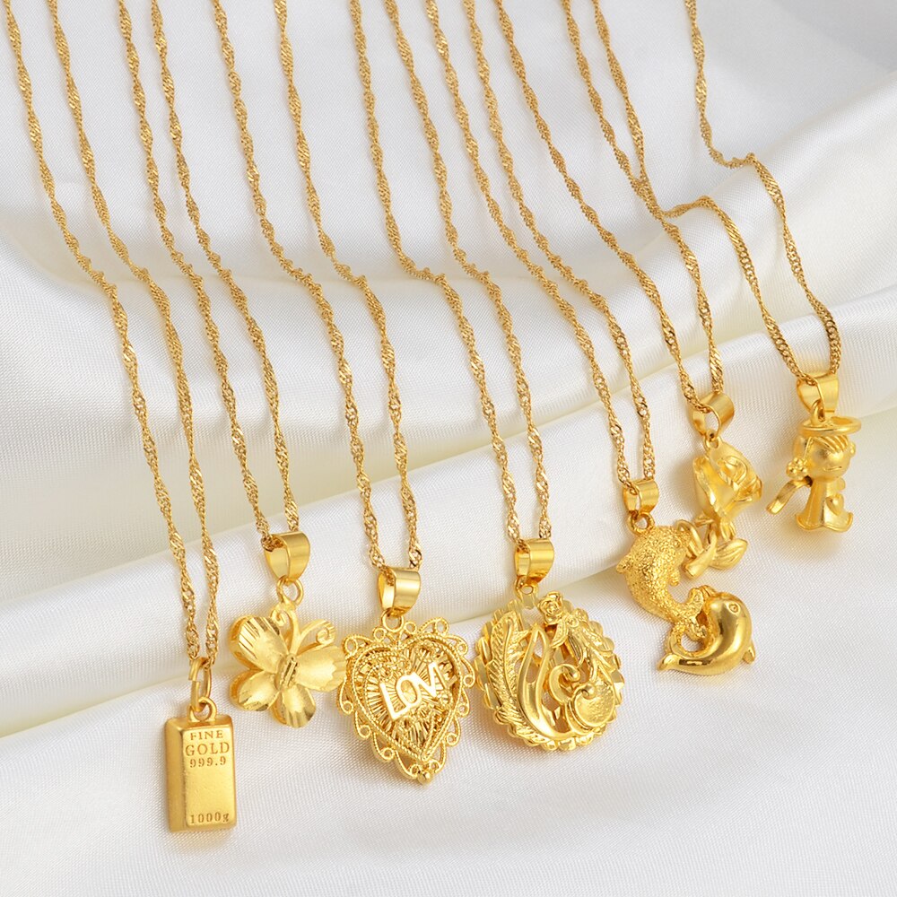 Anniyo Charm Butterfly,Heart,Dolphin,Rose Flower,Peacock &amp; Angel Pendant Necklaces Stylish Party accessories Jewelry #025107