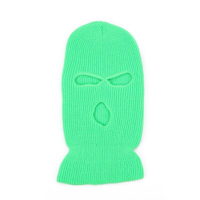 Ski Masker Gebreide Gezicht Cover Winter Bivakmuts Volgelaatsmasker Voor Winter Outdoor Sport Cs Winter Drie 3 Gat Bivakmuts gebreide Muts: green