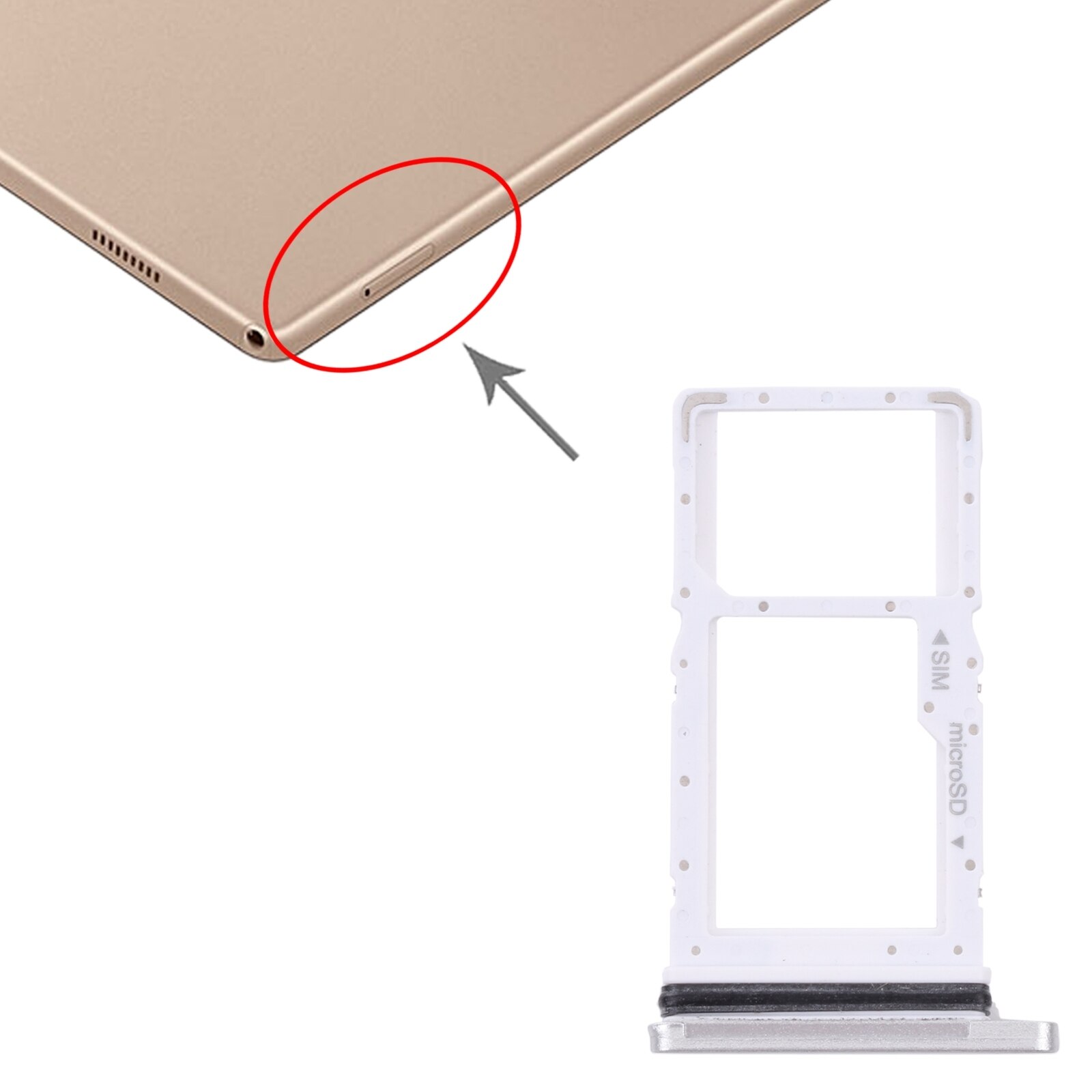 Sim Card Tray + Micro Sd Card Tray Voor Samsung Galaxy Tab A7 10.4 ) SM-T505 (Zwart)