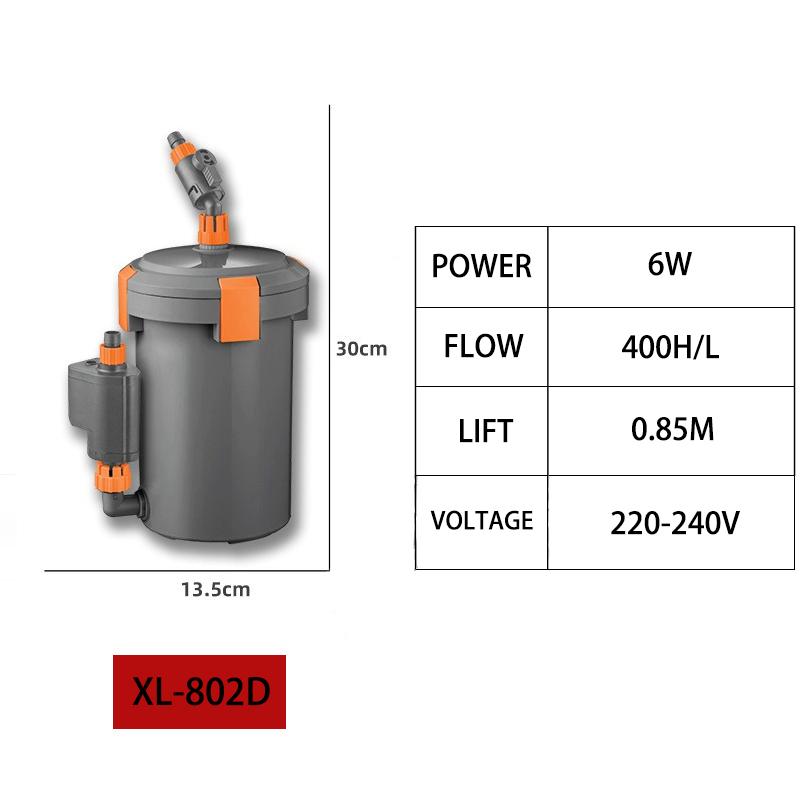 Aquarium filter bucket with water pump Ultra quiet multi-layer sponge inlet and outlet filter External fish tank filter bucket: M / WHITE