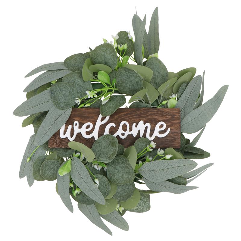 1Pc Welkom Krans Decor Deur Opknoping Garland Ornament Simulatie Leaf Krans Kunstmatige Plant Decor Voor Home Party: type 1