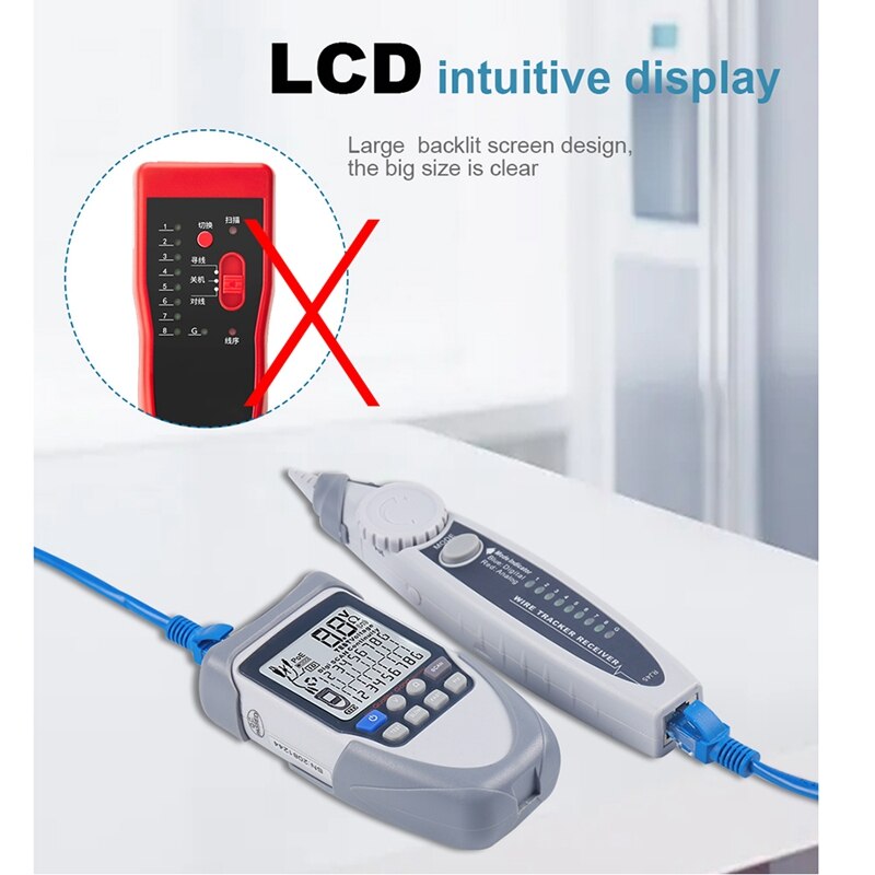 Tester per cavi di rete multifunzione portatile Display LCD Display a filo digitale tracker tensione polarità Test POE