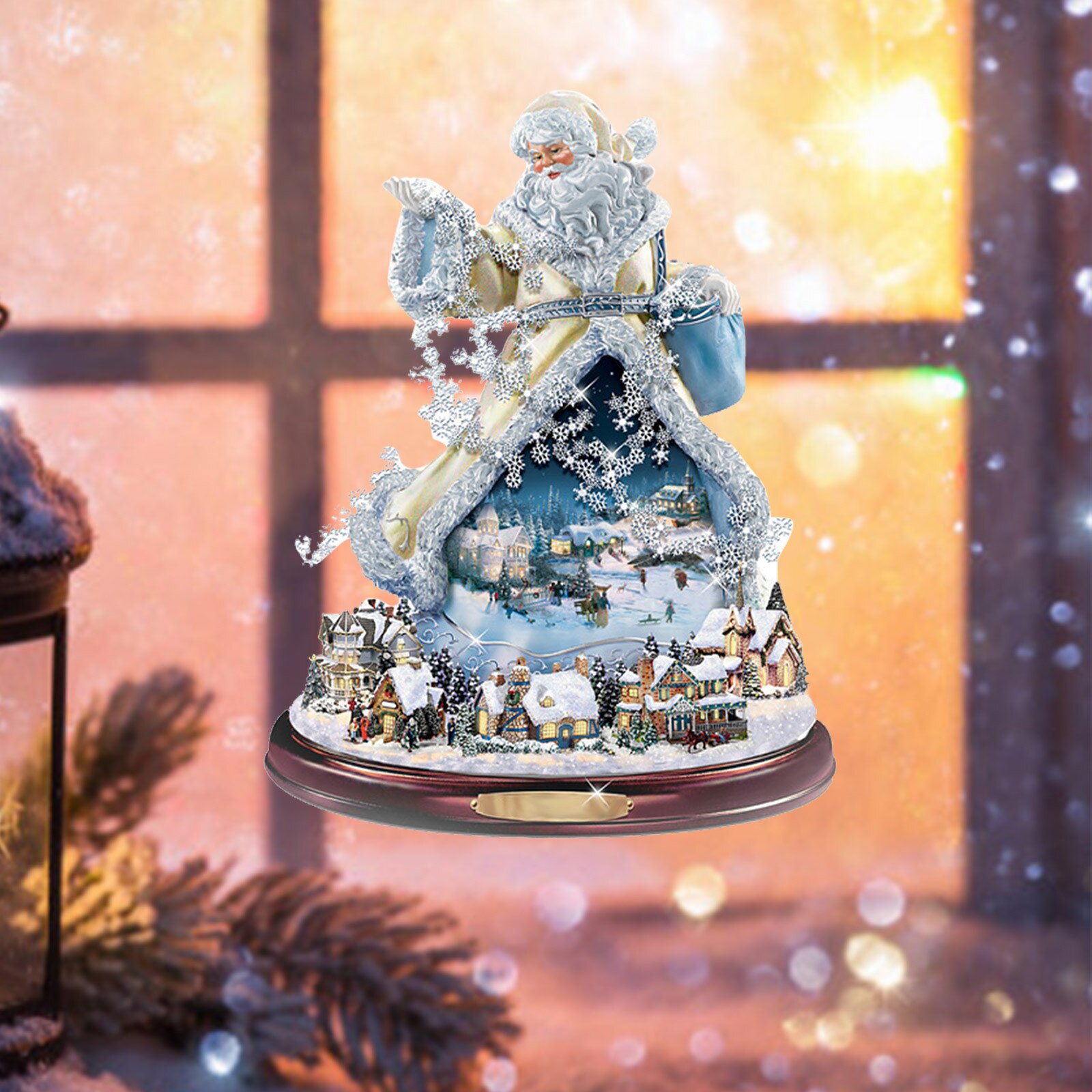 Christmas Tree Rotating Sculpture Train Decorations Paste Window Paste Stickers Adesivos de parede Doll Hang Decorations navidad