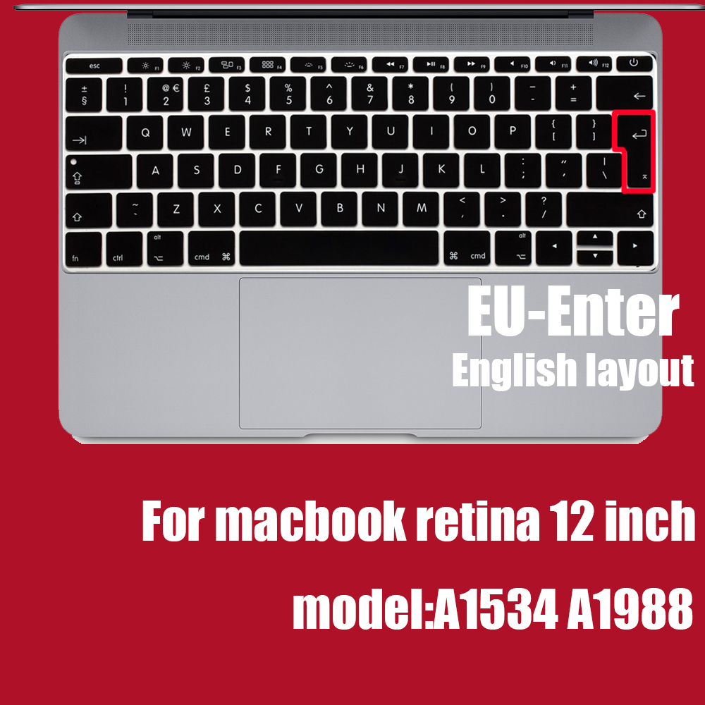 Kannettavan tietokoneen näppäimistön suojus eu&us näppäimistön kotelon suoja macbook prolle 16 13 air 12 15 touchbar malli  a1706 a 1466 a 1708 1990 2 a 1398 a 1534: Verkkokalvo 12 eu- enter