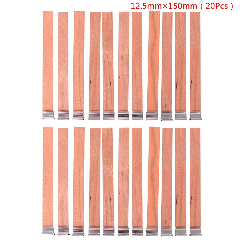 20 stk trælys væge med bærer fanen lys væge kerne til diy stearinlysfremstilling soja parffin voks 12.5mm 75mm 130mm: B