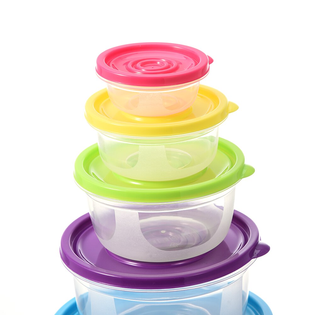 5Pcs Regenboog Vierkante Scherper Voedsel Opslag Plastic Containers Versheid Behoud Vruchten Plantaardige Opbergdoos Met Deksel