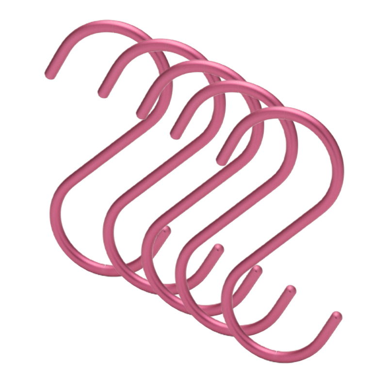 Crochet en acier en forme de S, crochet en forme de S, pour la cuisine et la chambre à coucher, garde-corps multifonction, crochet de support de fermoir, crochet de rangement suspendu aussi 5 pièces: Dumb cherry red