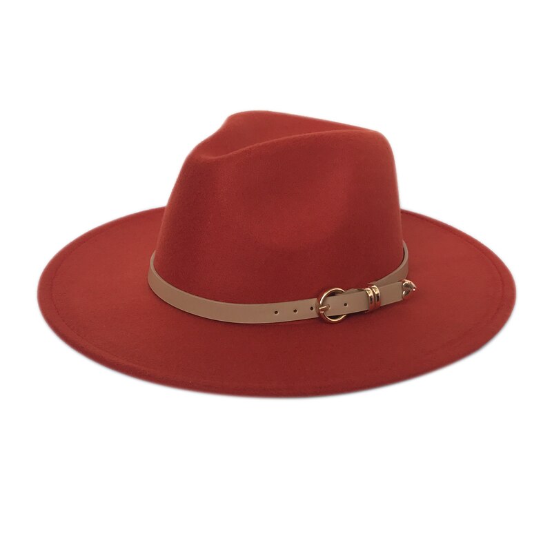 Yy oversized brem filthatt for kvinner vintage trilby cap høst vinter fedora menn jazz panama cappello donna elegante  fd19034: Oransje filthatt