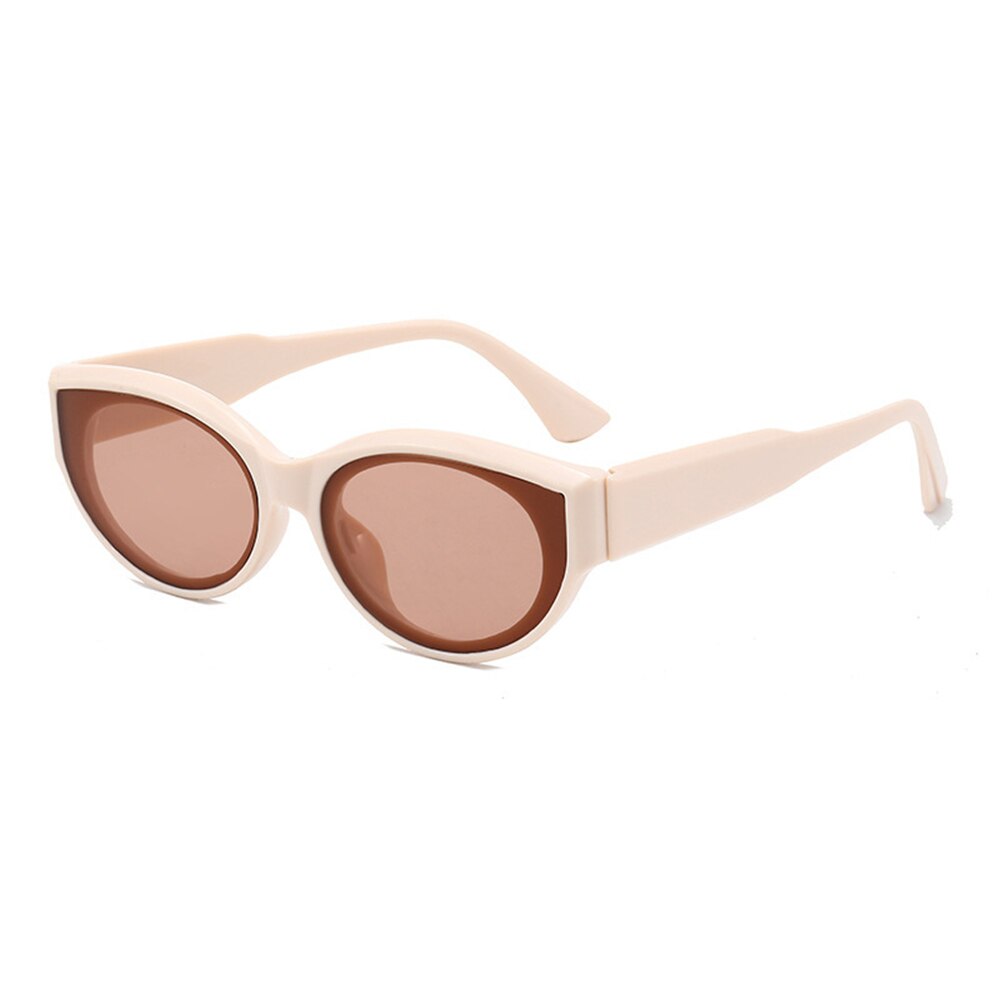 Retro Oval Frame Sunglasses Catwalk Small Frame Sun Glasses Men's/Women's Universal UV Protection Outdoor Travel Eyewear: Beige