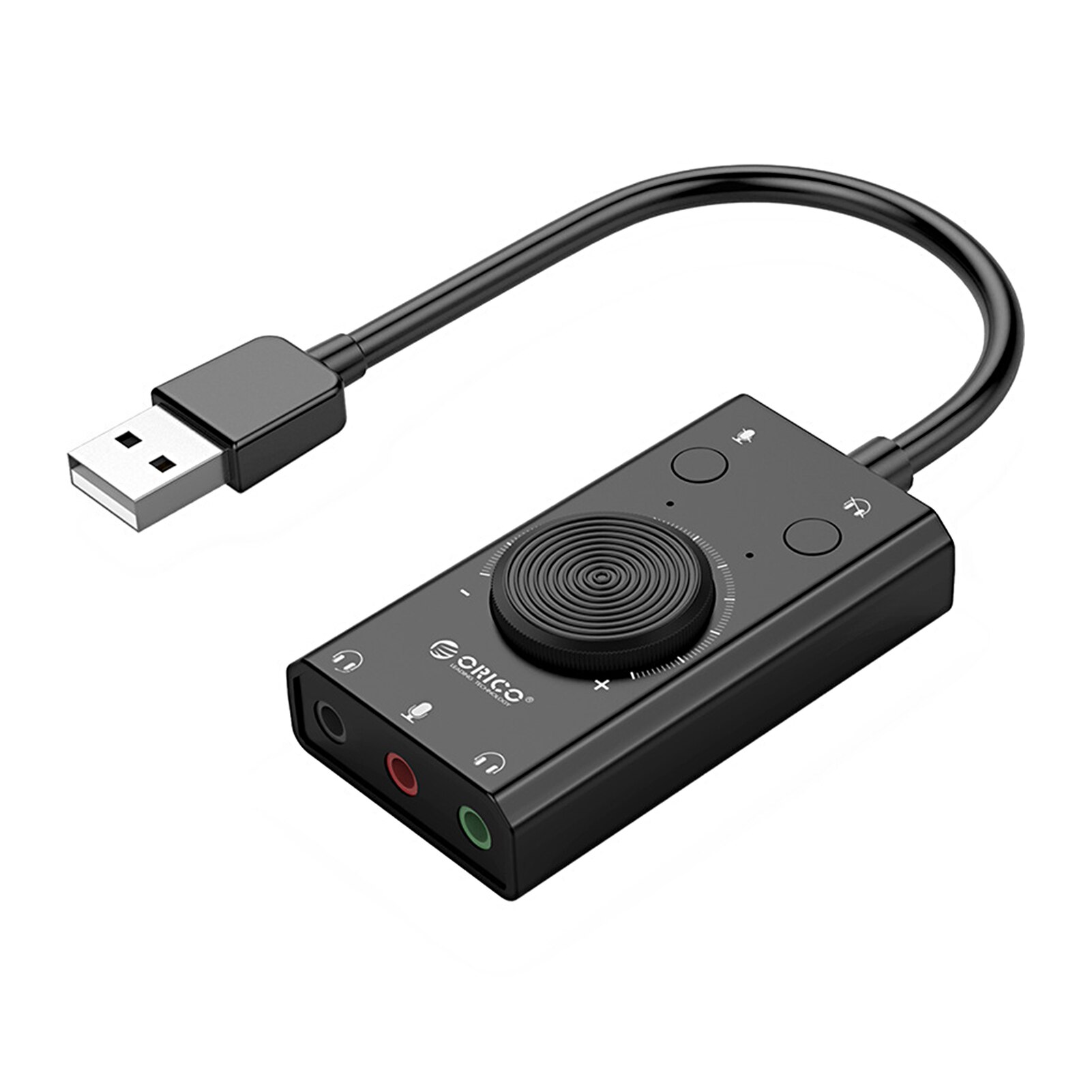 USB Sound Card Plug and Play External Stereo Sound Adapter Splitter Converter with Volume Control Supports TRS/TRRS