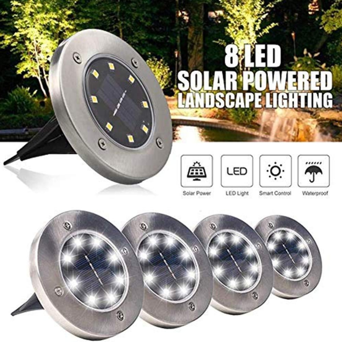 1/4pcs Solar Powered Ground Light Garden Pathway Deck Lights With 4/12/16 LED Lamp Waterproof for Home Yard Driveway Lawn Road