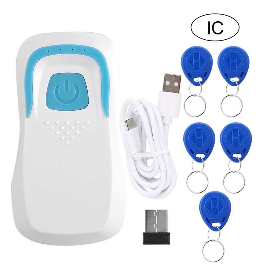 Bluetooth RFID Card Reader Wireless Code Scanner with 5 Cards(White IC 13.56Mhz)