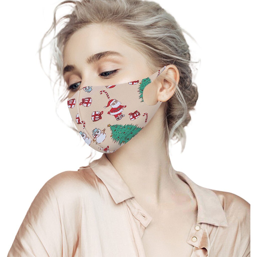 5PC Face Mask Christmas Printed Cover Merry Christmas Xmas Decorations Navidad Decor Santa Claus Happy Year Mascarillas