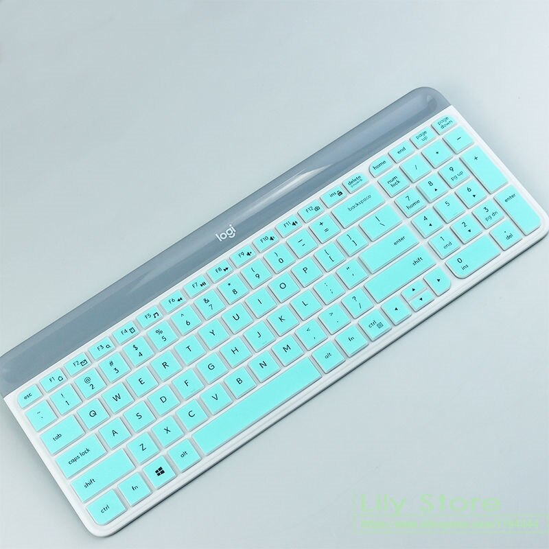 Voor Logitech MK470 Slanke Draadloze Toetsenbord Siliconen Stofdicht Draadloze Desktop Toetsenbord Cover Protector Mk 470 Dust Skin Film: whiteblue