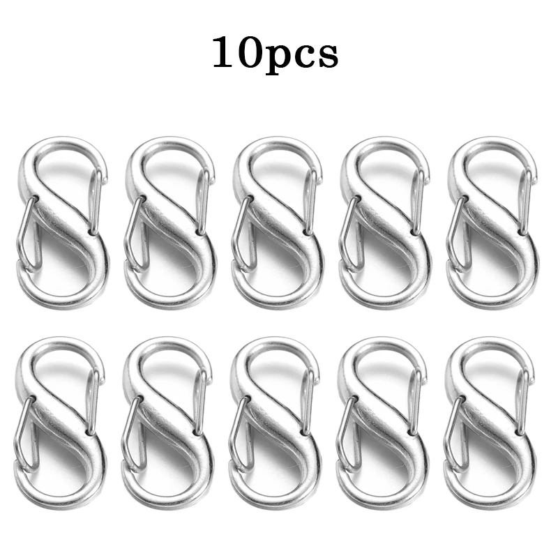 Fermoirs à ressort en métal, anneau torique, mousqueton ouvrable, porte-clés, anneaux, Clips de sac, crochet, chaîne de chien, connecteur de boucles pour bijoux à faire soi-même: Argent