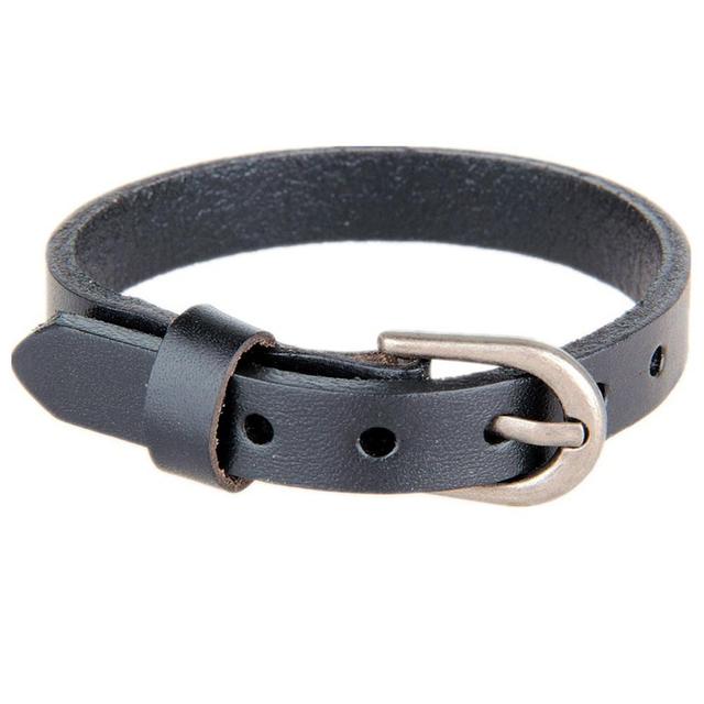 Korea Simple Wrist Strap Belt Buckle Leather Bracelet: black