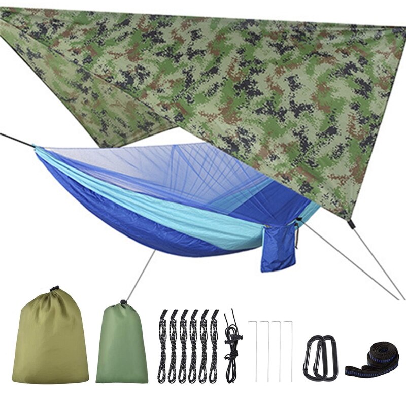 2 in 1 Lightweight Portable Outdoor Camping Hammock Mosquito Net Hammock Tent With Waterproof Canopy Awning Netting Set girls lo