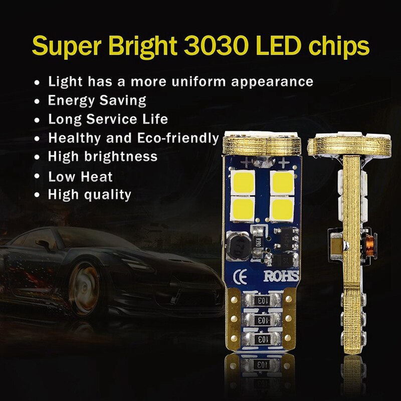 14 Uds T10 168 bombilla Led de coche 194 W5W Chipset 3030 bombillas Led 3030 marcador lámpara W5W 192 501 12-Smd y 3SMD