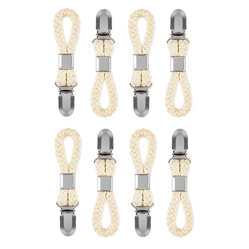 Porte-serviettes en coton tressé avec pince en métal, cintre en tissu polyvalent pour la maison, salle de bain, cuisine, rangement à domicile: 8PCS
