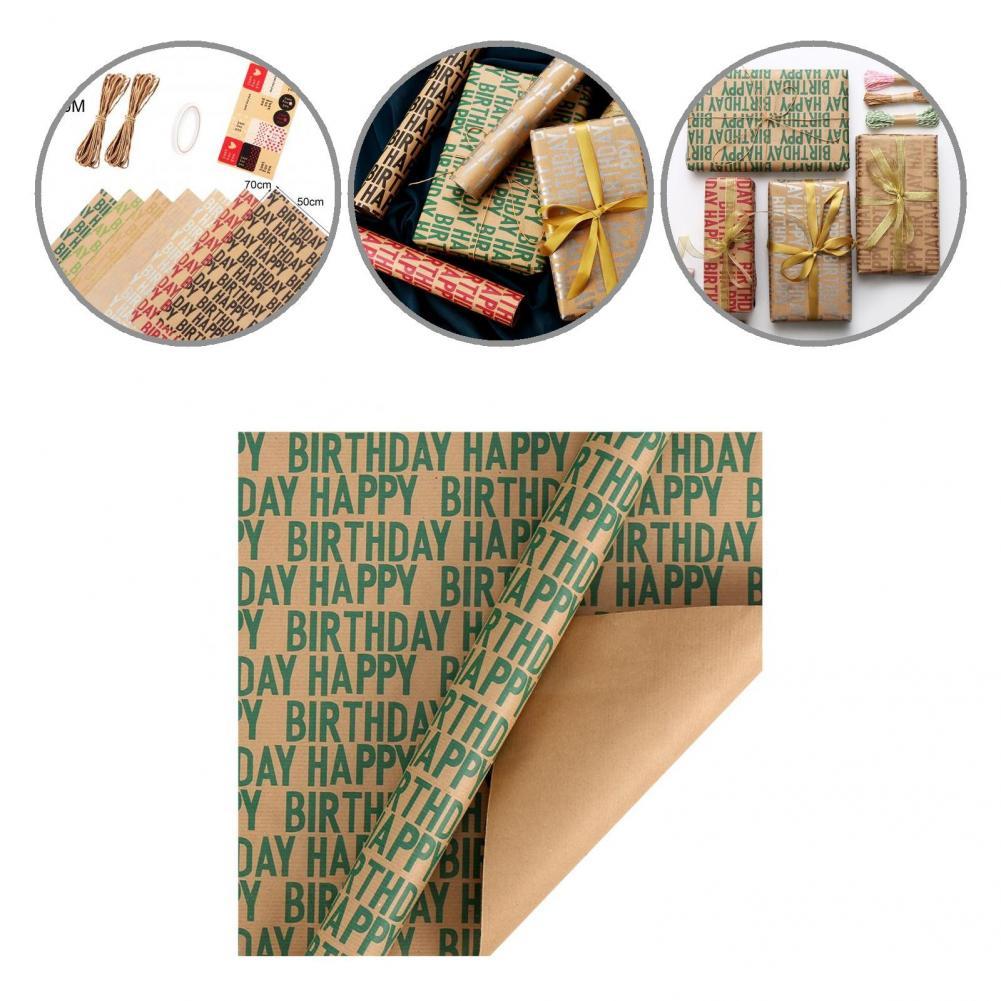 Bibułka prezentowa elastyczne nadrukowane litery kraft prezenty urodzinowe papier pakowy na imprezę jednostronny papier robić pakowania prezentów gładki