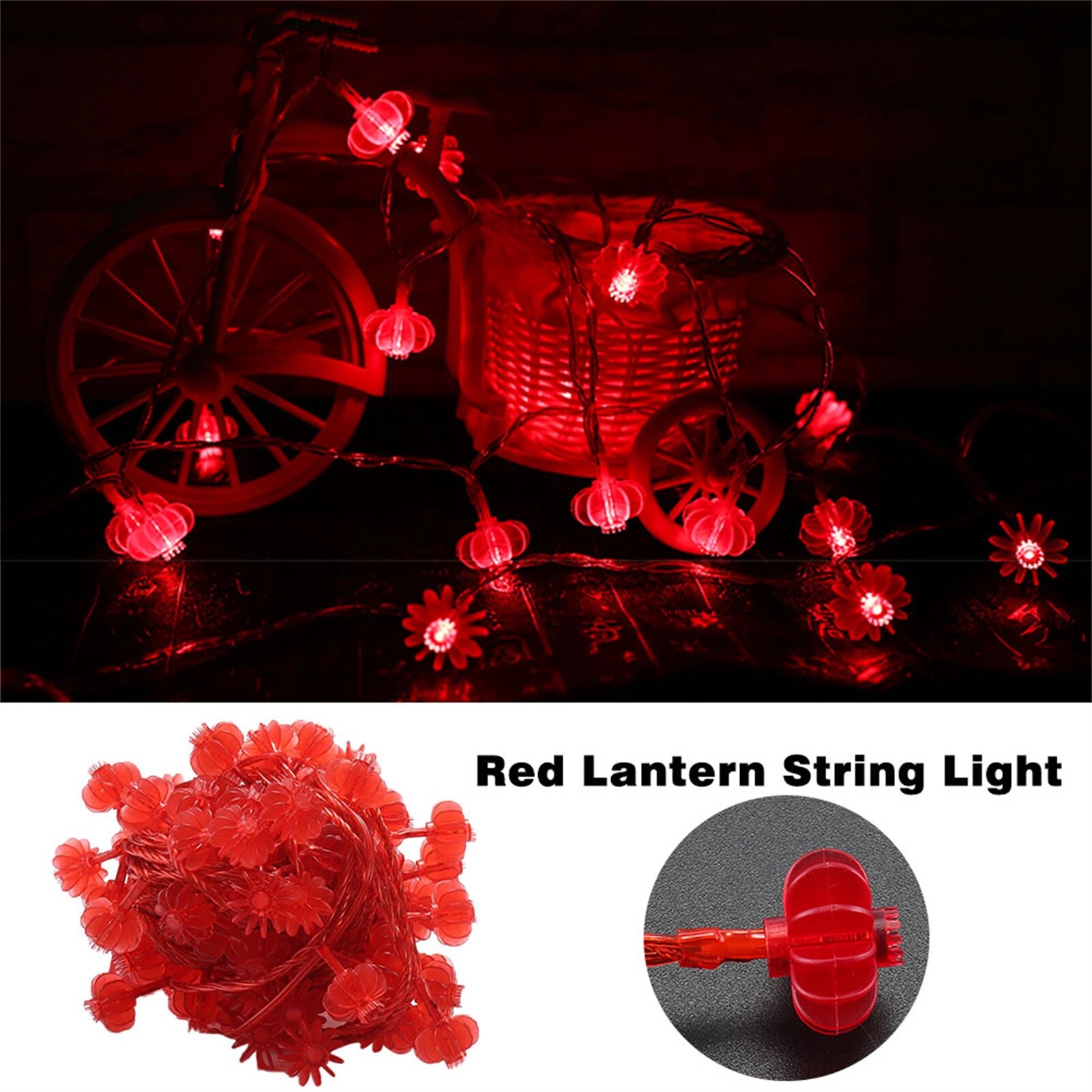 Chinese Red Lantern LED String Light Christmas Battery Operated Party Supplies Chinese Year Lights Decor