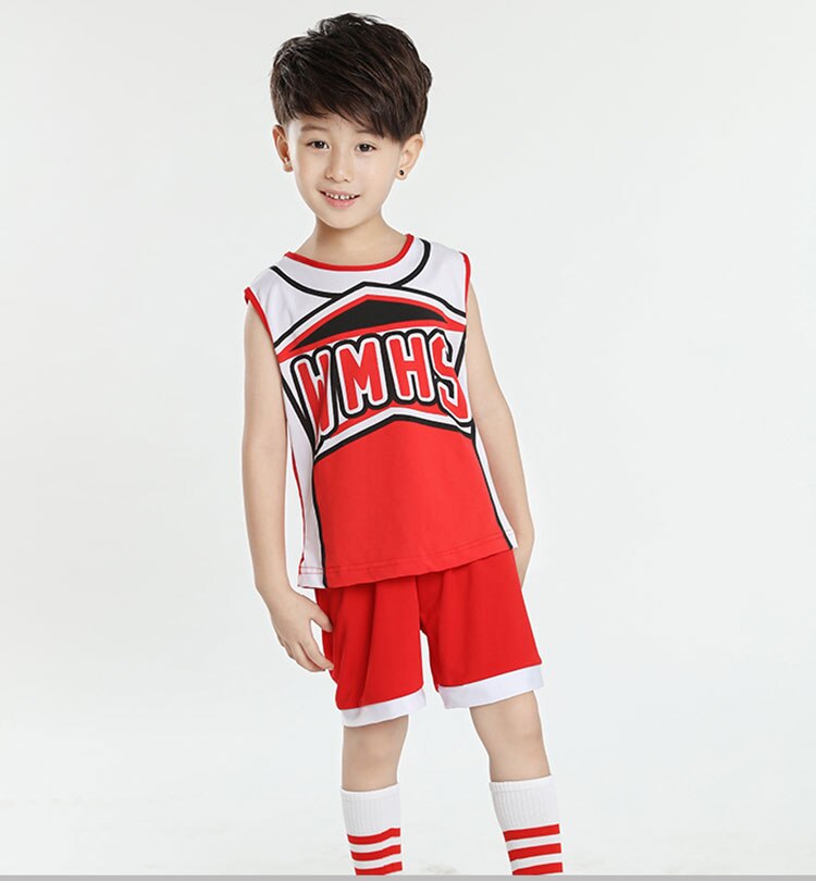 Tenue de pom-pom Girl garçon pour garçons uniformes de l'équipe scolaire Performance pour enfants ensemble de costumes de compétition pour filles
