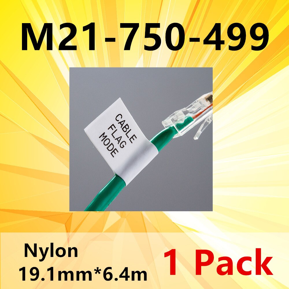 10pk alta adesão pano etiqueta fita para M21-750-499 preto no branco 4.9m náilon compatível para bmp21 plus e impressora labpal: 1 Pack